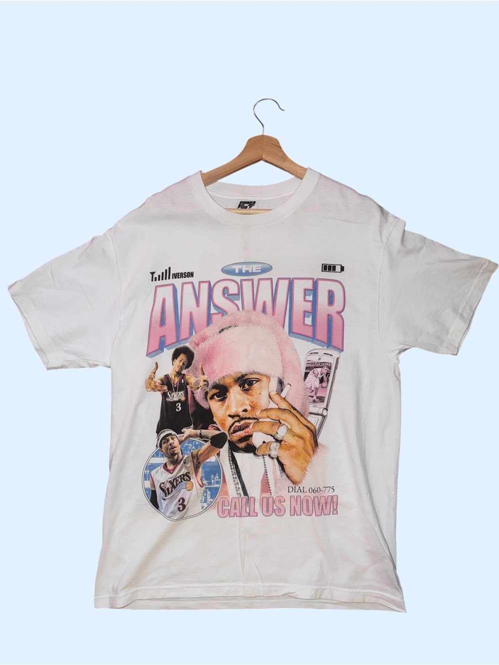 Vintage 'The Answer' Graphic Short Sleeve Tee - White with Pink Print